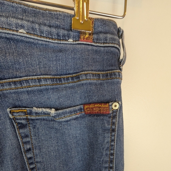 7 For All Mankind The High Waist Skinny Raw Ankle Jeans, Sz 27 - Picture 5 of 6
